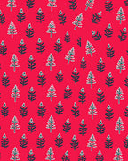 Red Festive Pine Tree Pattern Rug