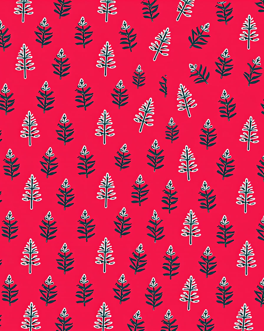 Red Festive Pine Tree Pattern Rug
