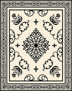 Black Cream Ornate Floral Rug