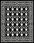 Ornate Black White Heart Pattern Rug