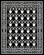 Ornate Black White Heart Pattern Rug
