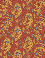 Art Nouveau Yellow Floral Pattern Rug