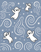 Playful Ghost Star Swirl Pattern Rug
