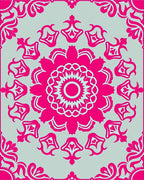 Vibrant Pink Floral Mandala Design Rug