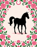 Pink Rose Floral Silhouette Horse Rug