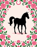 Pink Rose Floral Silhouette Horse Rug
