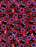Whimsical Black Cats Stars Pattern Rug