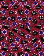 Whimsical Black Cats Stars Pattern Rug