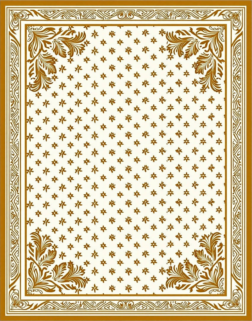 Chic Floral Bordered Ivory Rug