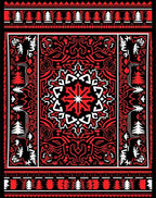 Intricate Red White Abstract Forest Pattern Rug