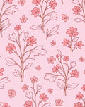 Pink Delicate Floral Branch Pattern Rug