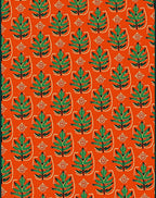 Earthy Green Leaf Pattern Design Rug