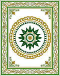 Ornate Green Gold Central Medallion Rug