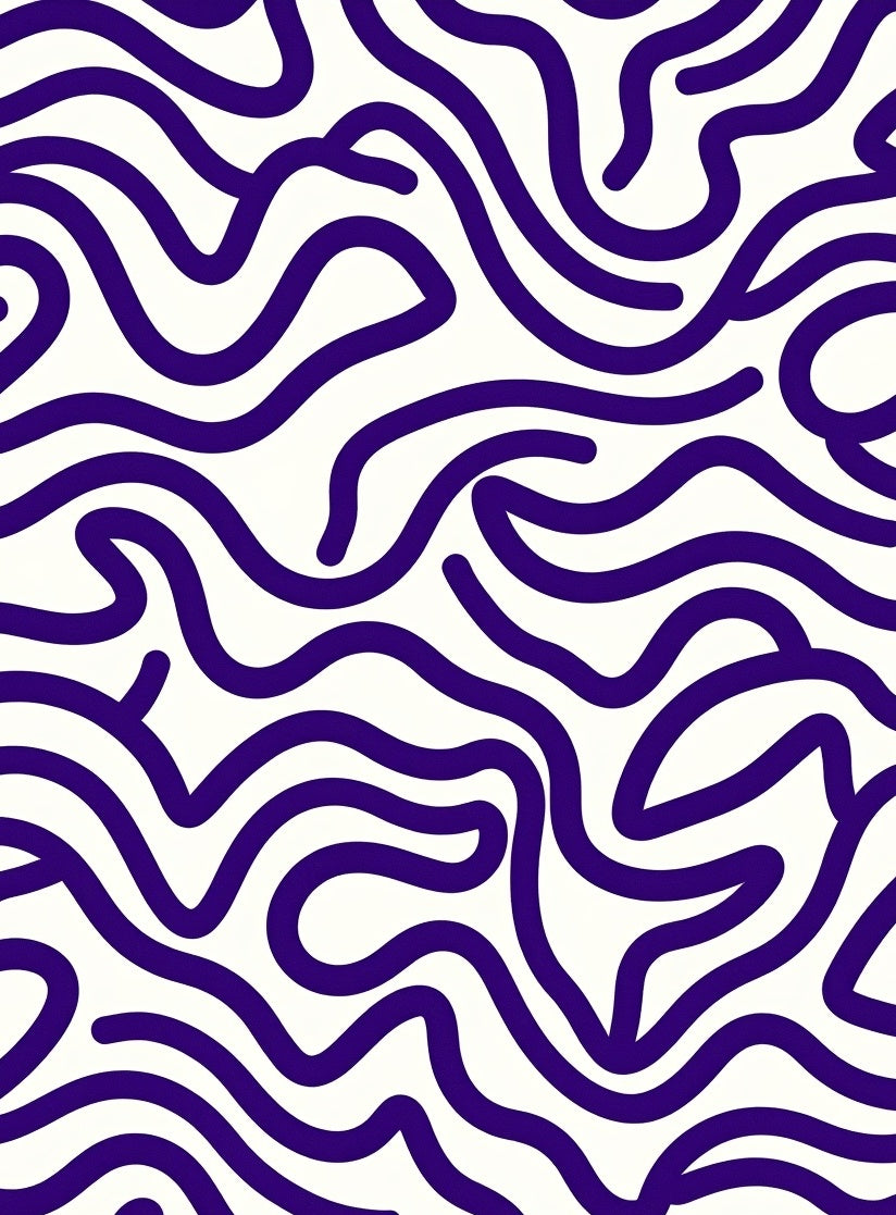 Abstract Violet Wavy Lines Rug
