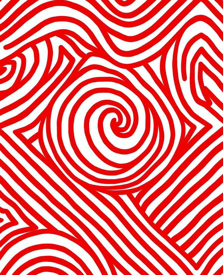 Crimson Curved Linear Composition Rug