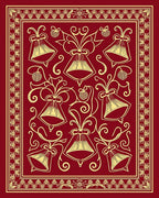 Red Yellow Bell Floral Swirls Rug