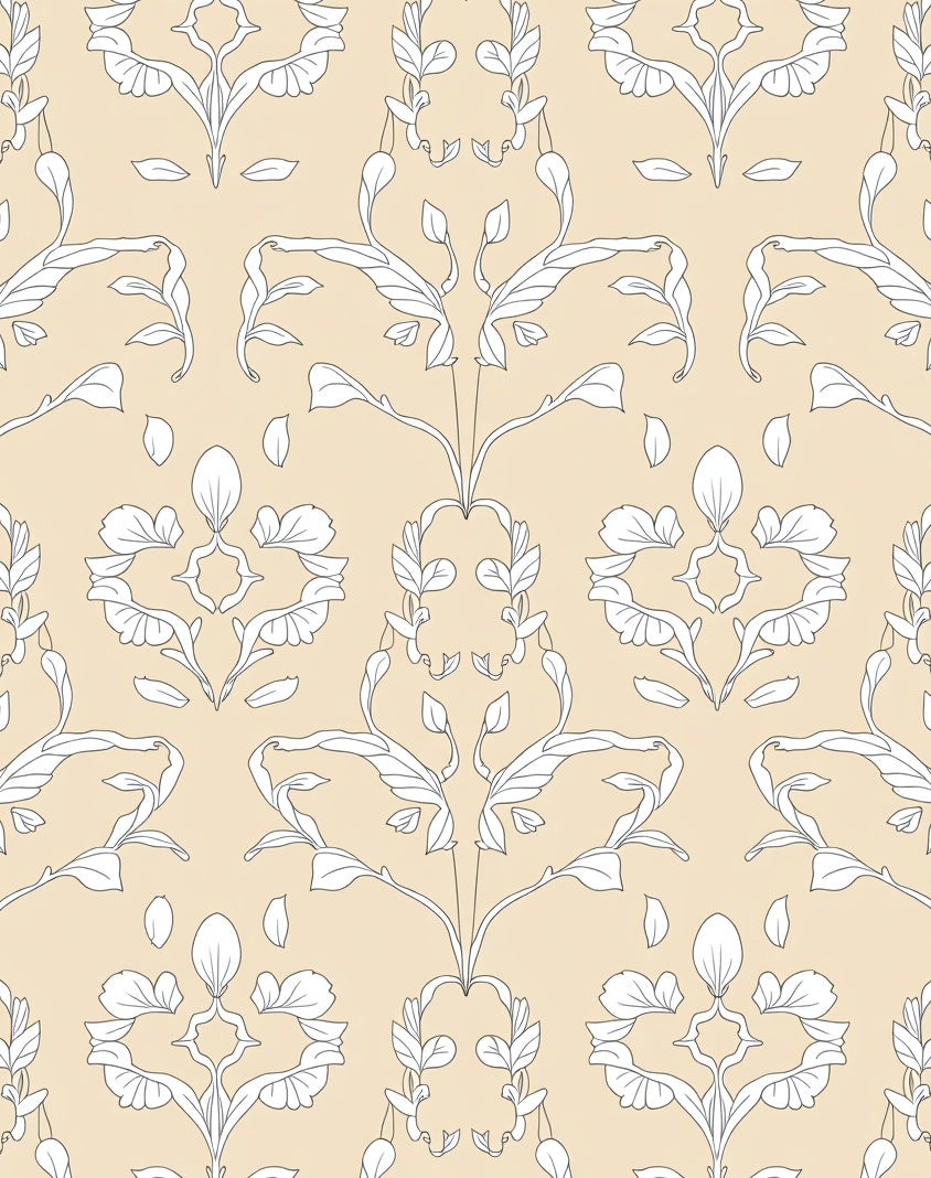 Elegant Floral Leaf Pattern Rug