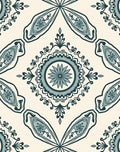 Vintage Teal Floral Mandala Pattern Rug