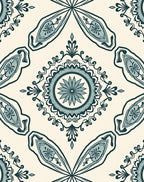 Vintage Teal Floral Mandala Pattern Rug