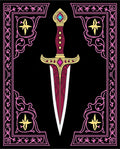 Gothic Sword With Pink Floral Border Rug
