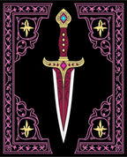 Gothic Sword With Pink Floral Border Rug