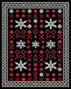 Black Red White Snowflake Pattern Rug
