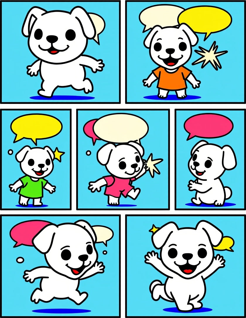 Cute Dog Comic Strip Design Rug