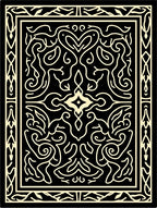 Ornate Black and White Swirl Pattern Rug