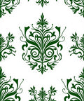 Elegant Symmetrical Green Floral Pattern Design Rug