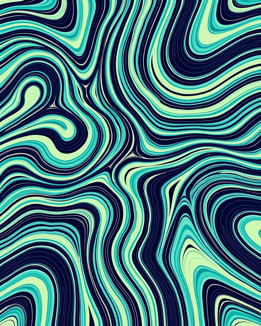 Abstract Aqua Swirl Pattern Rug