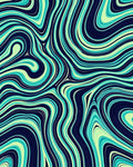 Abstract Aqua Swirl Pattern Rug