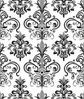 Classic Black and White Floral Damask Rug