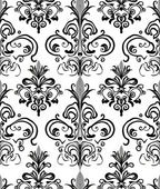 Classic Black and White Floral Damask Rug