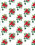 Red Berry And Green Leaf Pattern Rug