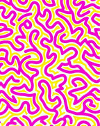 Bright Pink Yellow Abstract Swirl Pattern Rug