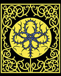 Gothic Black Yellow Scrollwork Rug