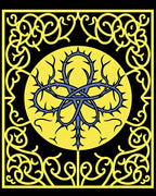 Gothic Black Yellow Scrollwork Rug