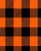Bold Black Orange Plaid Design Rug