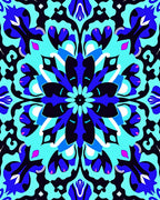 Bold Blue Floral Medallion Design Rug
