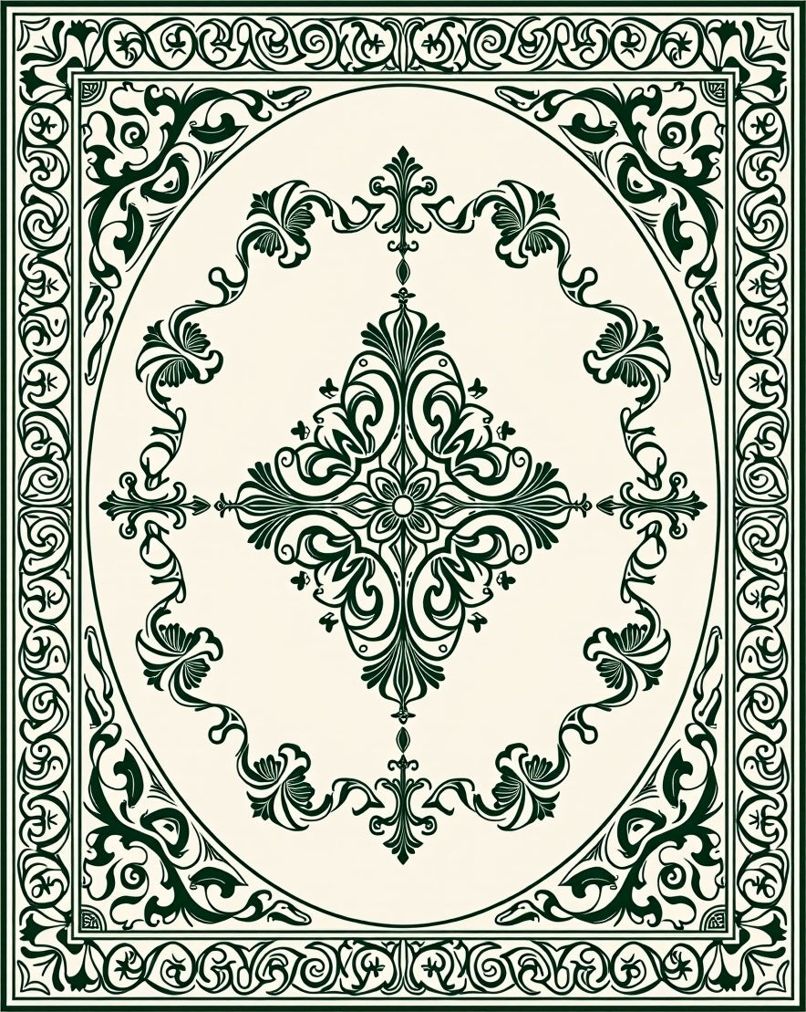 Elegant Scrollwork Floral Motif Rug