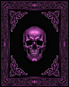 Gothic Skull With Ornate Pink Border Rug