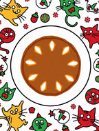Whimsical Cat Fruit Pattern Rug