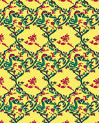 Emerald Green Crimson Floral Tapestry Rug