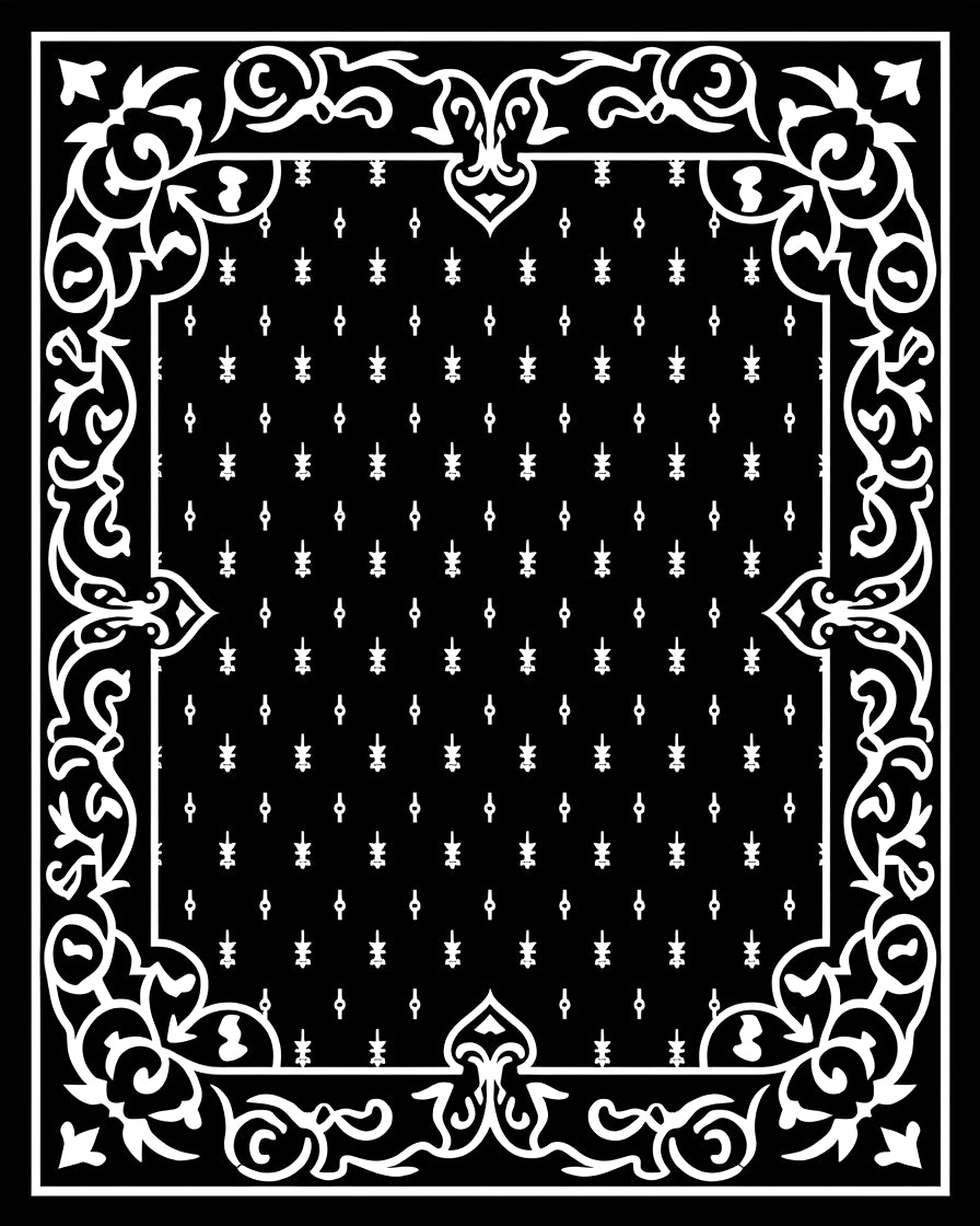 Classic Floral Scrollwork With Geometric Rug