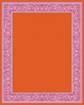 Pink Swirl Bordered Orange Print Rug