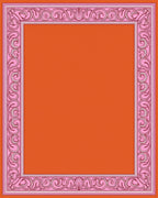 Pink Swirl Bordered Orange Print Rug