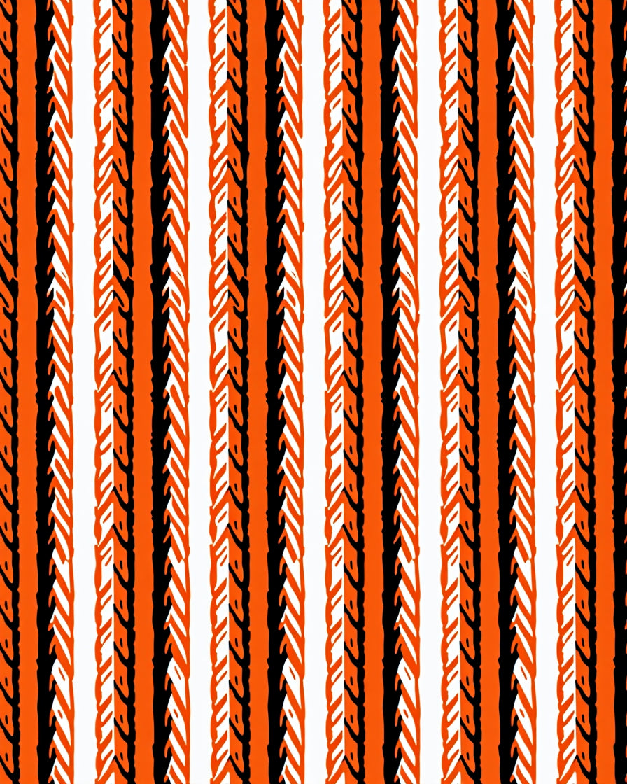Bold Orange Black White Stripe Design Rug