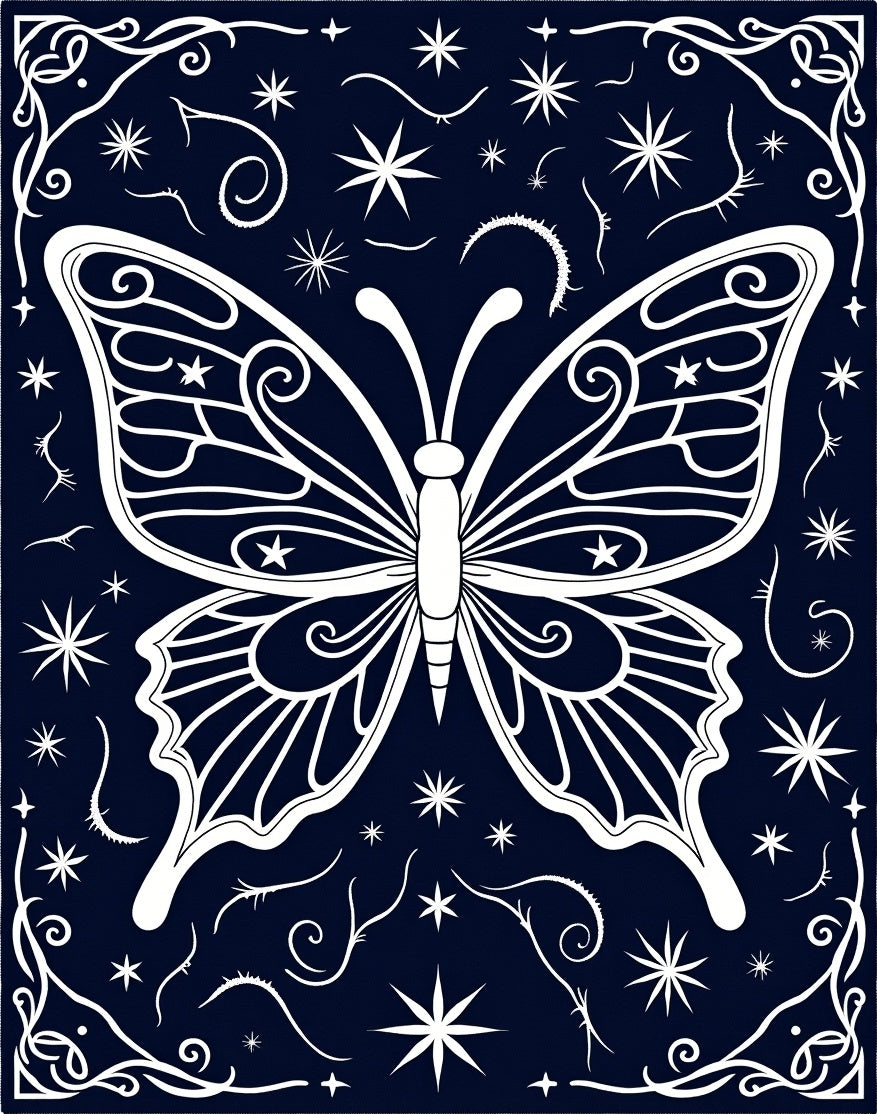 Celestial Butterfly With Star Accents Rug