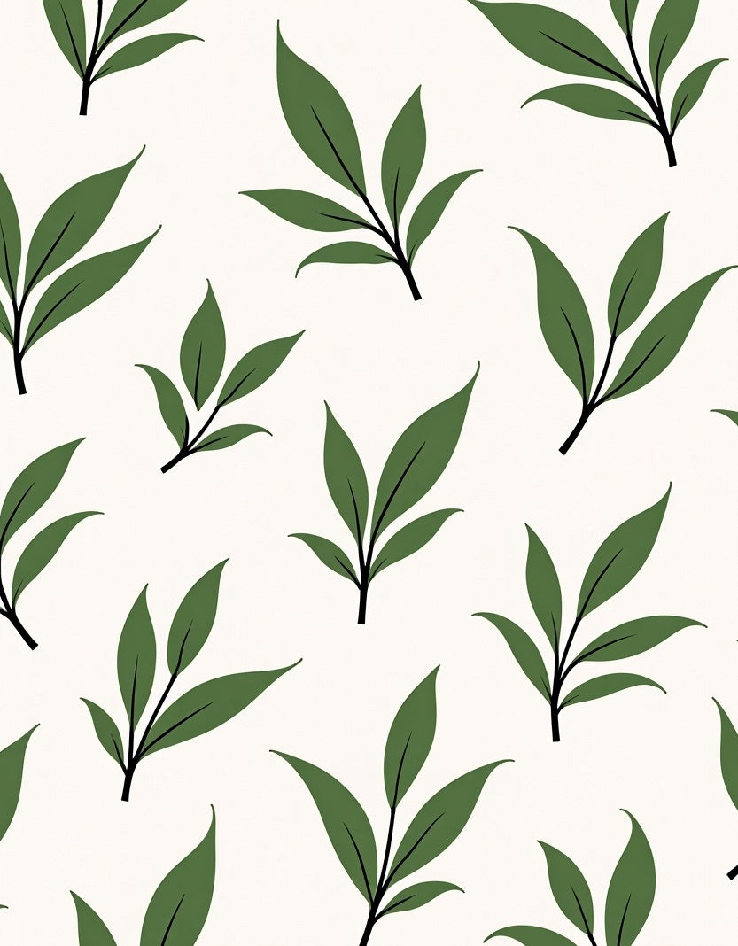 Leafy Branch Patterned Natural Design Rug