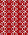 White Snowflake Damask Red Rug